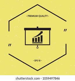 Projector screen with Growing bars graphic