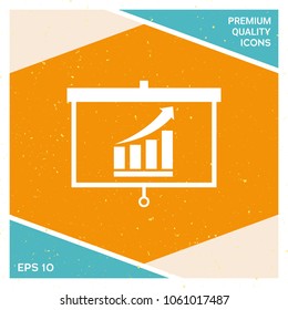 Projector screen with Growing bars graphic