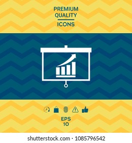Projector screen with Growing bars graphic