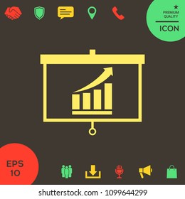 Projector screen with Growing bars graphic