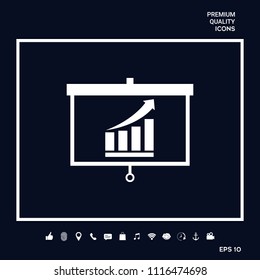 Projector screen with Growing bars graphic