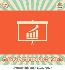 Projector screen with Growing bars graphic
