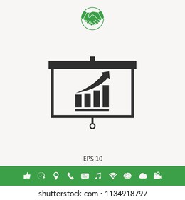 Projector screen with Growing bars graphic
