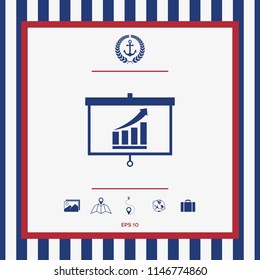 Projector screen with Growing bars graphic