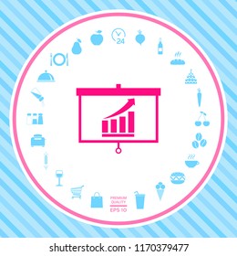 Projector screen with Growing bars graphic