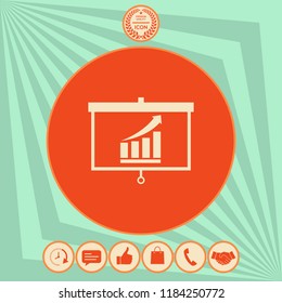 Projector screen with Growing bars graphic