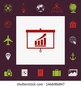 Projector screen with Growing bars graphic. Graphic elements for your design
