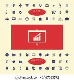 Projector screen with Growing bars graphic. Graphic elements for your design