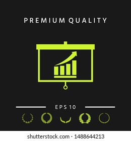 Projector screen with Growing bars graphic. Graphic elements for your design