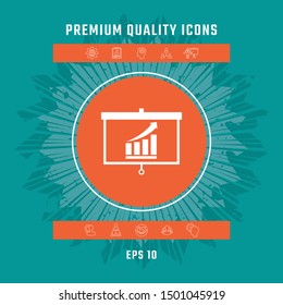 Projector screen with Growing bars graphic. Graphic elements for your design