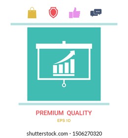 Projector screen with Growing bars graphic. Graphic elements for your design
