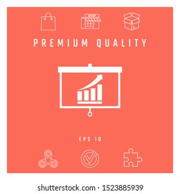 Projector screen with Growing bars graphic. Graphic elements for your design