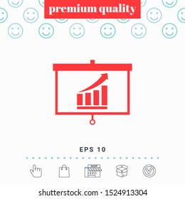 Projector screen with Growing bars graphic. Graphic elements for your design