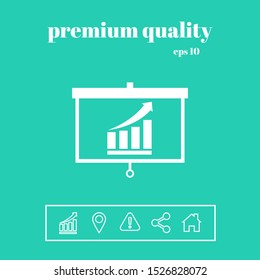 Projector screen with Growing bars graphic. Graphic elements for your design
