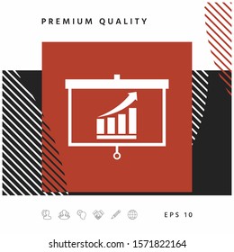 Projector screen with Growing bars graphic. Graphic elements for your design