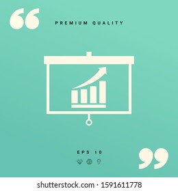 Projector screen with Growing bars graphic. Graphic elements for your design