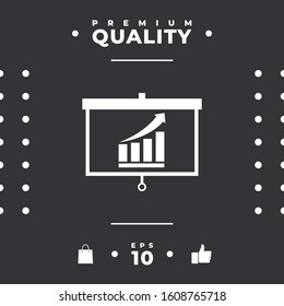 Projector screen with Growing bars graphic. Graphic elements for your design