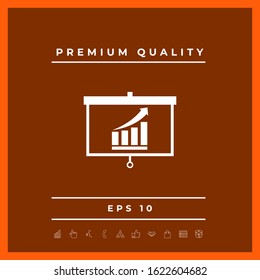 Projector screen with Growing bars graphic. Graphic elements for your design