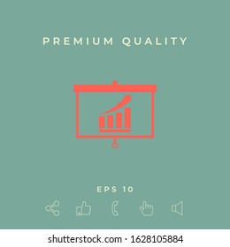 Projector screen with Growing bars graphic. Graphic elements for your design