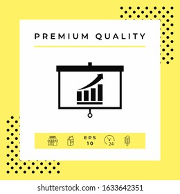 Projector screen with Growing bars graphic. Graphic elements for your design