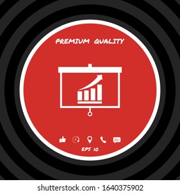 Projector screen with Growing bars graphic. Graphic elements for your design
