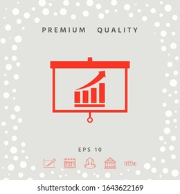 Projector screen with Growing bars graphic. Graphic elements for your design