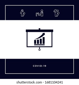 Projector screen with Growing bars graphic. Graphic elements for your design