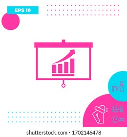 Projector screen with Growing bars graphic. Graphic elements for your design