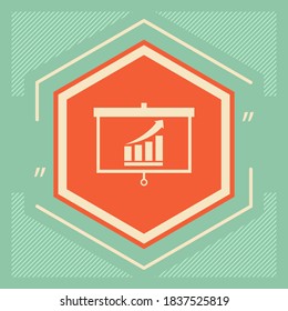 Pantalla del proyector con gráfico de barras de crecimiento. Elementos gráficos para su diseño