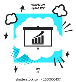 Projector screen with Growing bars graphic. Graphic elements for your design