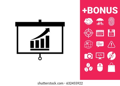 Projector screen with Growing bars graphic