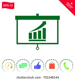 Projector screen with Growing bars graphic
