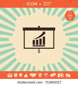 Projector screen with Growing bars graphic