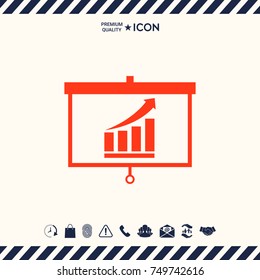 Projector screen with Growing bars graphic