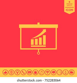 Projector screen with Growing bars graphic
