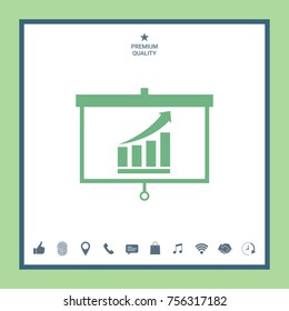 Projector screen with Growing bars graphic