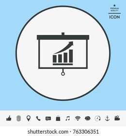 Projector screen with Growing bars graphic