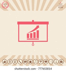 Projector screen with Growing bars graphic