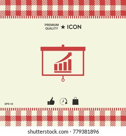 Projector screen with Growing bars graphic