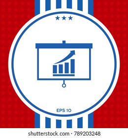 Projector screen with Growing bars graphic