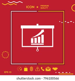 Projector screen with Growing bars graphic