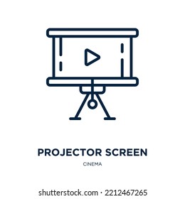 projector screen icon from cinema collection. Thin linear projector screen, screen, office outline icon isolated on white background. Line vector projector screen sign, symbol for web and mobile