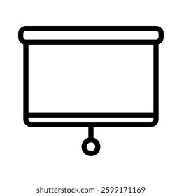 projector screen icon isolated on white background. Simple outline vector illustration, perfect for presentation graphics, office or school branding, and multimedia concepts.