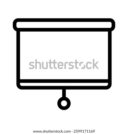 projector screen icon isolated on white background. Simple outline vector illustration, perfect for presentation graphics, office or school branding, and multimedia concepts.