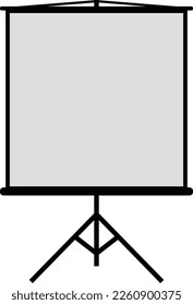 Projektorbildschirm-Symbol auf weißem Hintergrund. Bildschirm für Vorstellungszeichen. Schulweißkarton-Symbol. Flachstil.