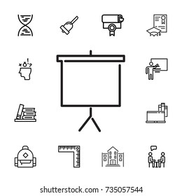 Projector screen icon on white background. Set of education icons