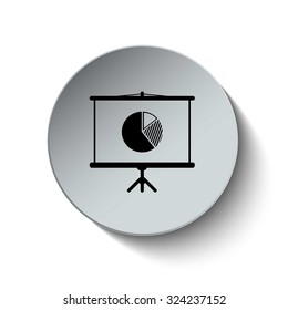 Projector screen icon. Presentation board icon. Rounded button. Vector Illustration. EPS10
