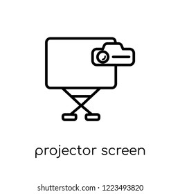 Projector Screen icon. Trendy modern flat linear vector Projector Screen icon on white background from thin line Cinema collection, editable outline stroke vector illustration