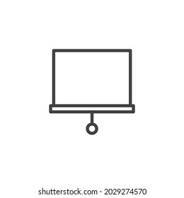 Projector screen line icon. linear style sign for mobile concept and web design. Presentation white screen outline vector icon. Symbol, logo illustration. Vector graphics