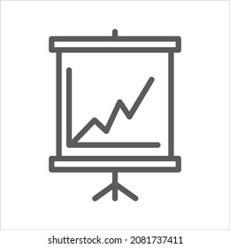 Icono de línea simple de la pantalla del proyector